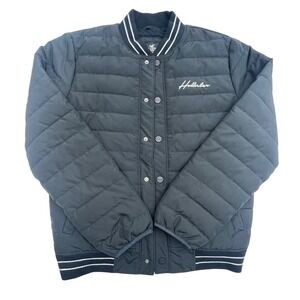 Hollister Puffer Jacket Lightweight Quilted Bomber Style Black